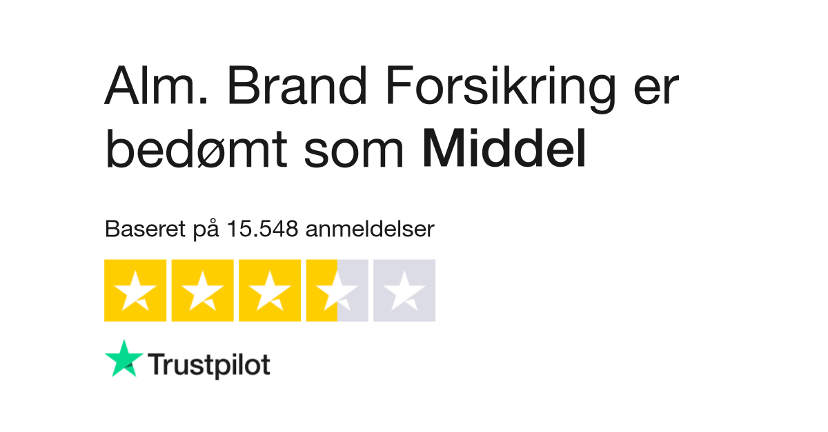 Anmeldelser af Alm. Brand Læs kundernes anmeldelser af www. almbrand.dk | 568 af