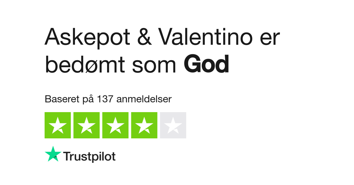 Anmeldelser af Askepot & Valentino | Læs kundernes anmeldelser af valentino.dk | 4 af 5