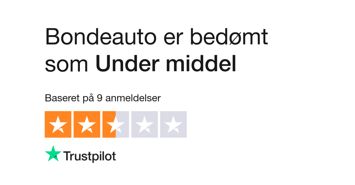 Anmeldelser af Bondeauto | kundernes anmeldelser af bondeauto.dk