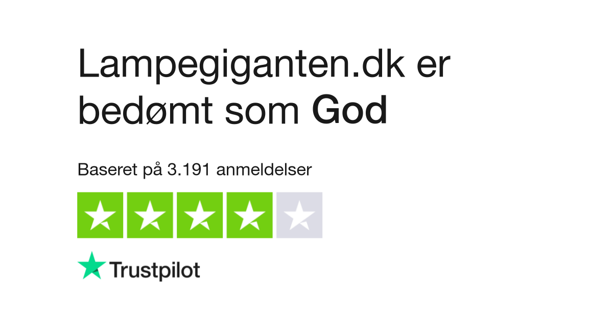 af Lampegiganten.dk | Læs kundernes anmeldelser af lampegiganten.dk | 82 92