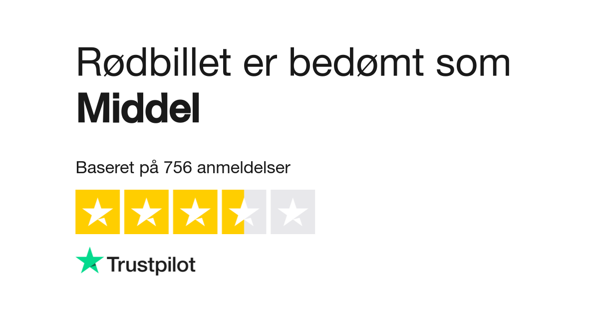 Bedømmelse af Rødbillet på Trustpilot