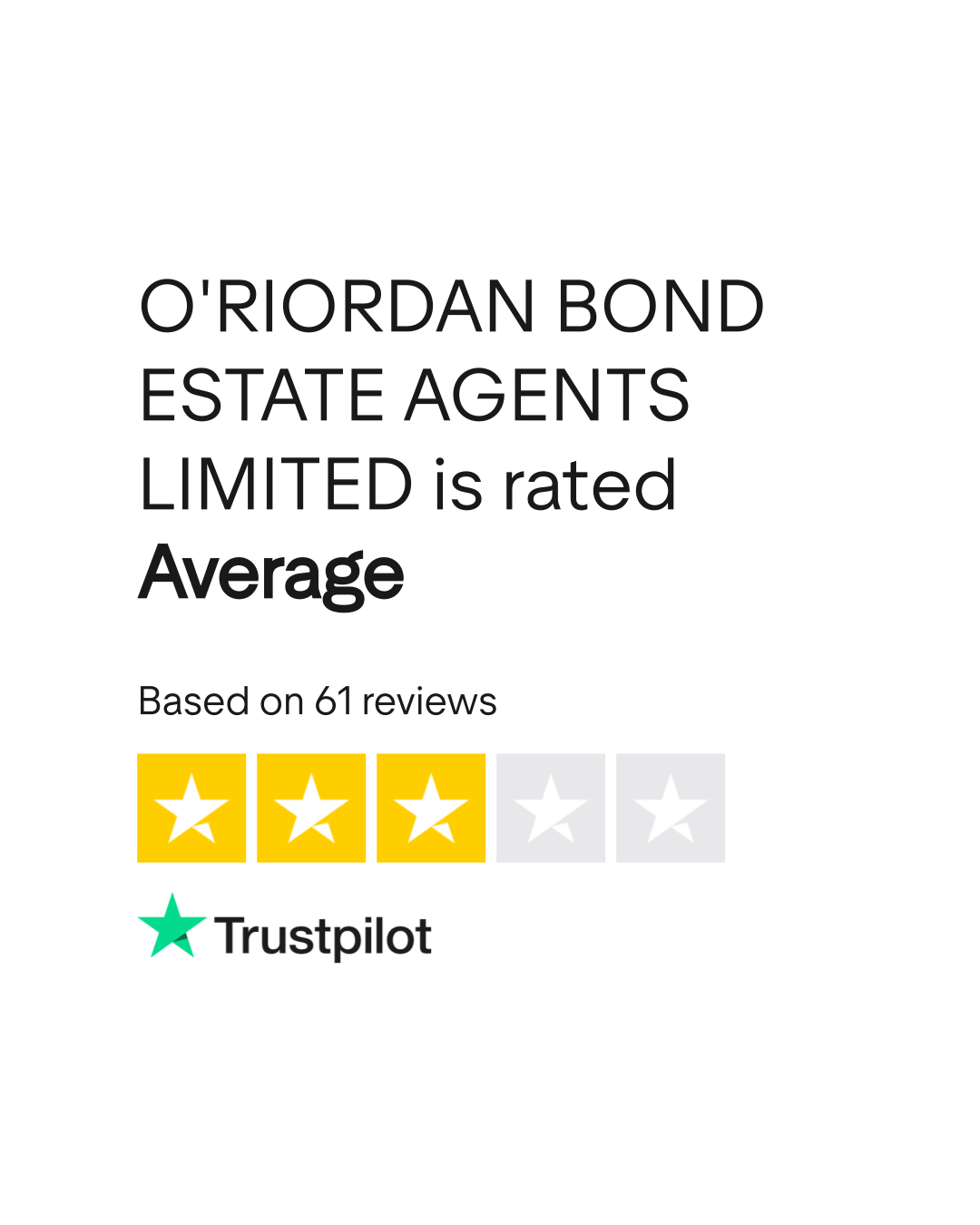 O'RIORDAN BOND ESTATE AGENTS LIMITED Reviews Read Customer Service