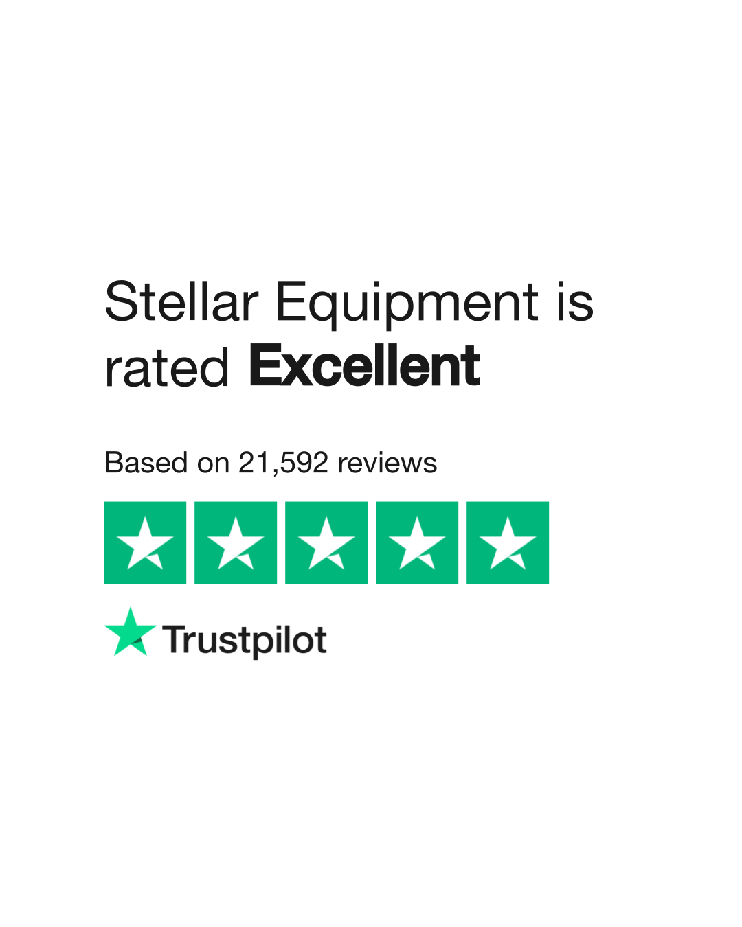 Stellar Equipment is rated "Excellent" with 4.8 / 5 on Trustpilot
