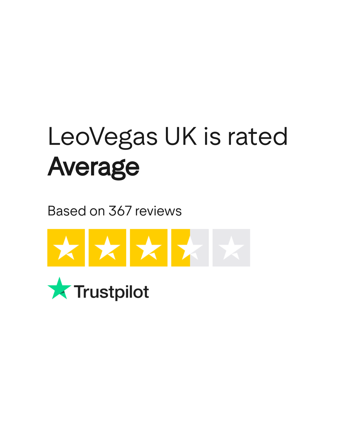 Calificación de Trustpilot para Leovegas