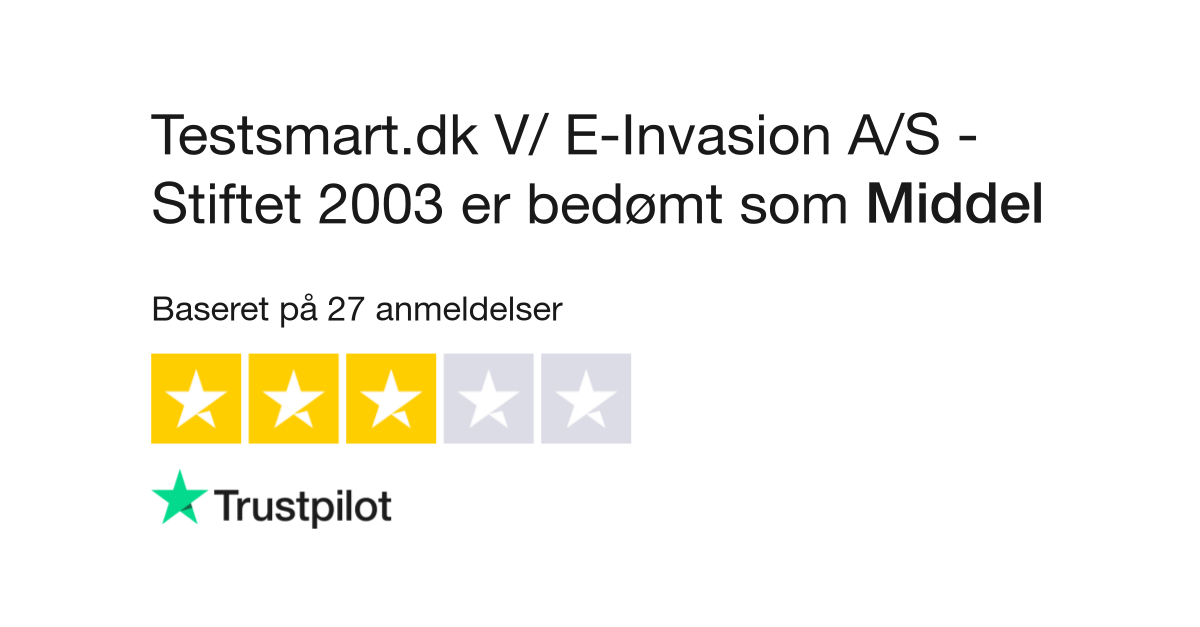 teleskop tub Halvtreds Anmeldelser af Testsmart.dk V/ E-Invasion A/S - Stiftet 2003 | Læs  kundernes anmeldelser af testsmart.dk