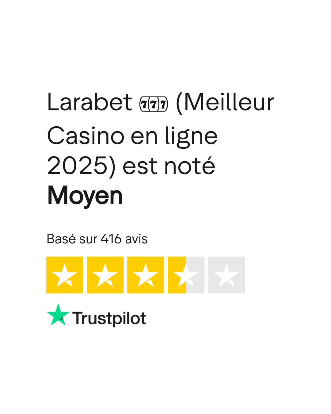 Valutazione Trustpilot di Larabet