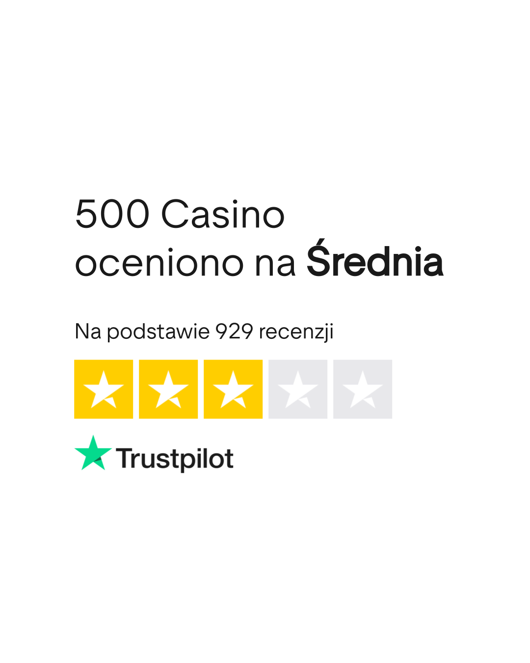 Ocena Trustpilot dla 500 Casino