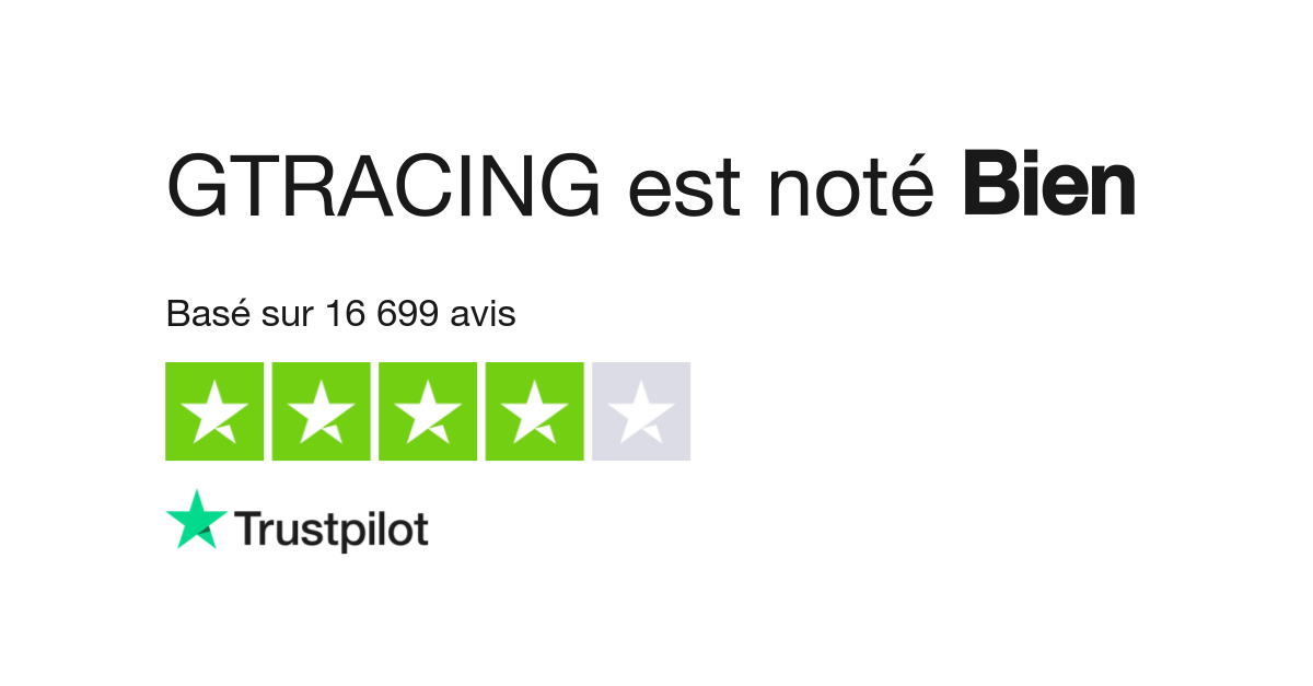 Avis de GTRACING Lisez les avis marchands de gtracing