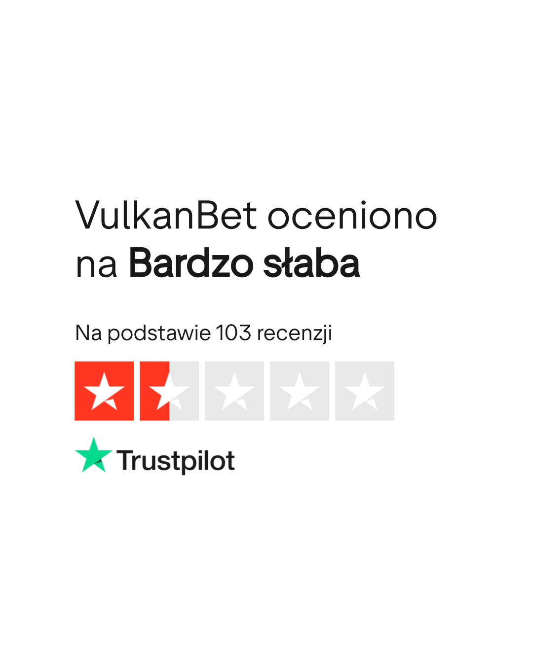Ocena Trustpilot dla Vulkan Bet