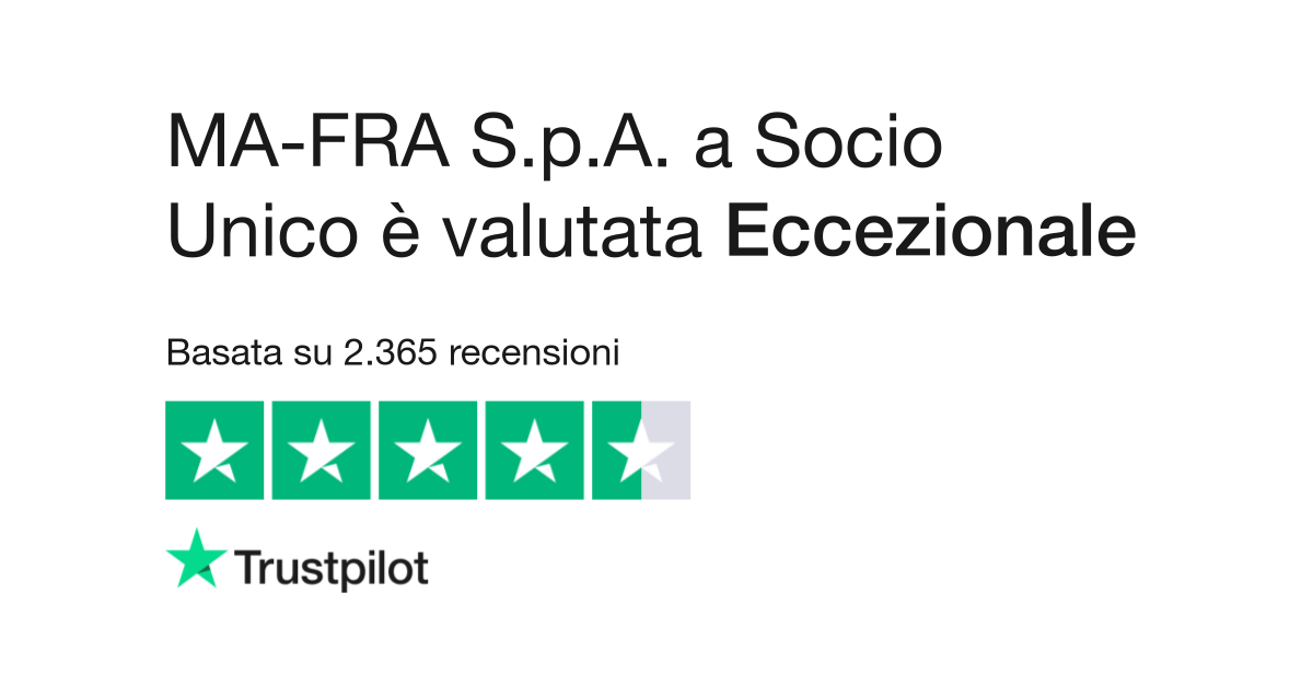 MA-FRA S.p.A. a Socio Unico  Leggi le recensioni dei servizi di mafra.shop