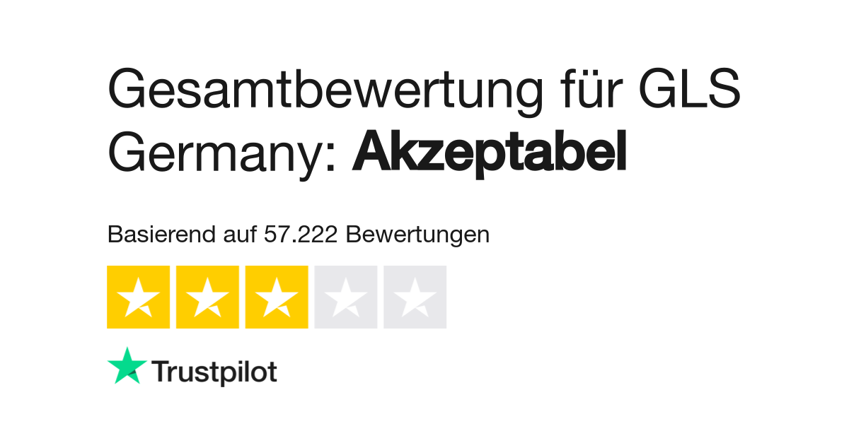 Finden Sie, dass der TrustScore von GLS Germany passt? Berichten Sie von Ihren Erfahrungen und lesen Sie die Bewertungen von 28’575 Kunden.