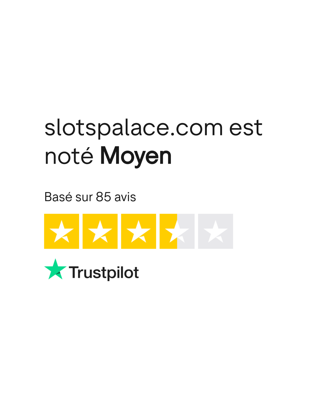 Slotspalace TrustPilot Rating