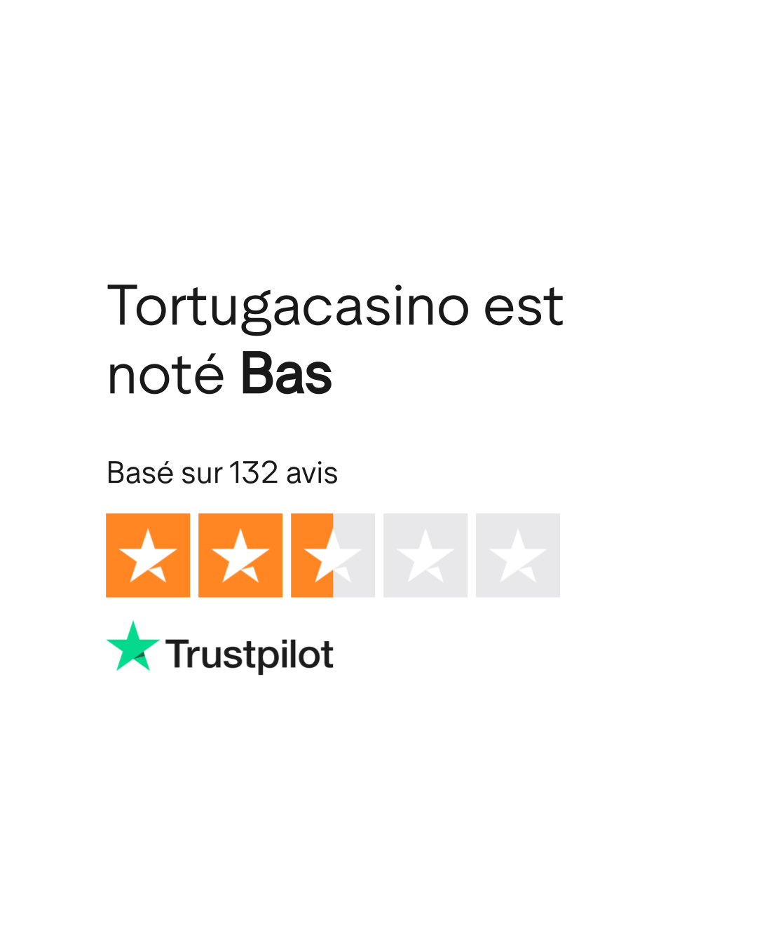 Évaluation Trustpilot du Tortuga Casino