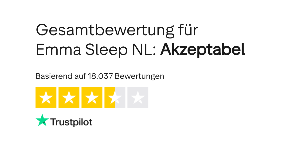 Bewertungen zu Emma Sleep Lesen Sie Kundenbewertungen zu emmasleep.nl