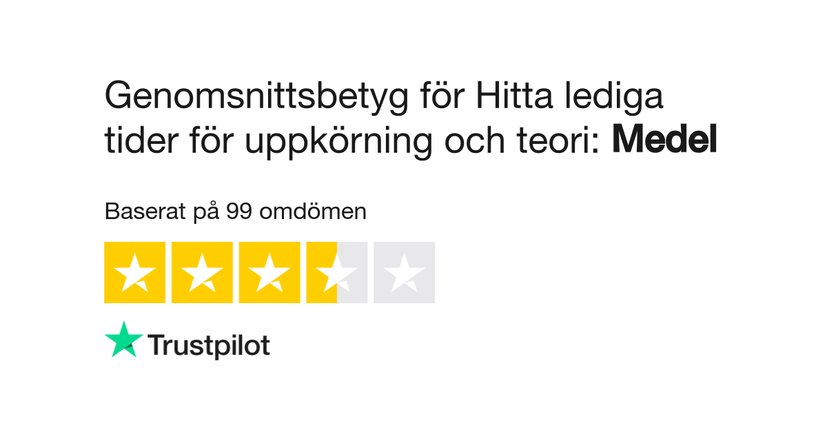 Omdömen om Hitta lediga tider för uppkörning och teori Läs kundernas