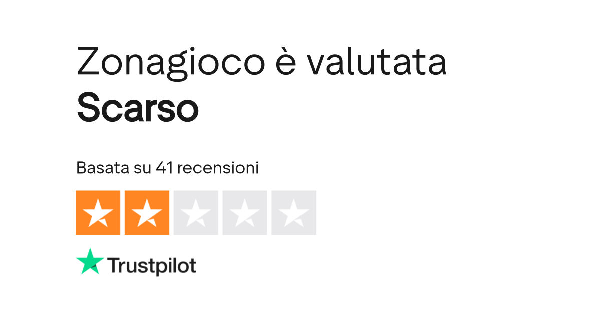 Valutazione Trustpilot di Zonagioco