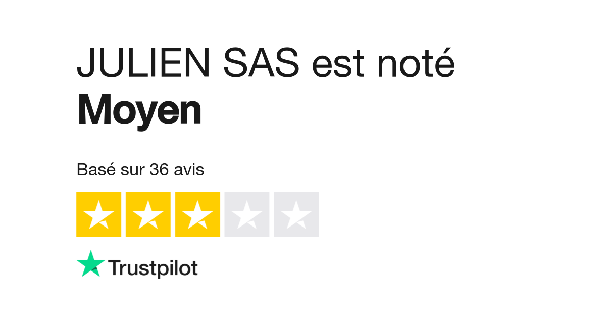 Avis de JULIEN SAS Lisez les avis marchands de