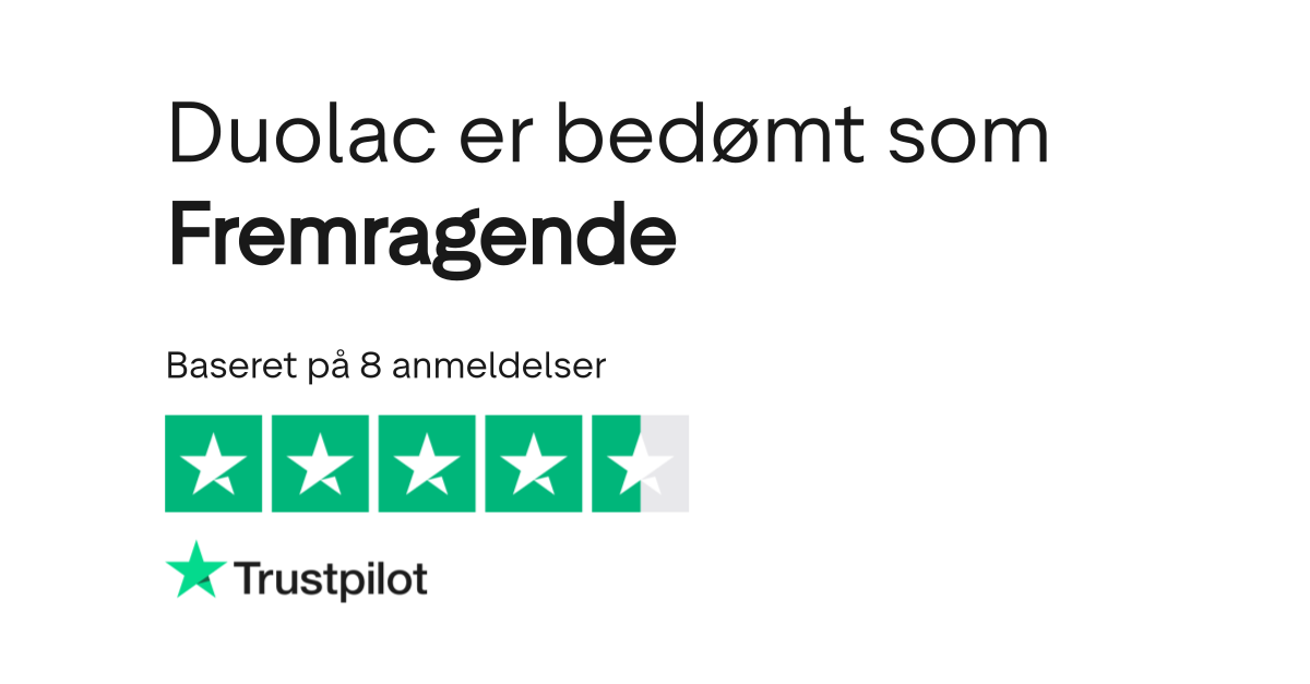 Duolac er bedømt "God" med 3,8 / 5 på Trustpilot thumbnail