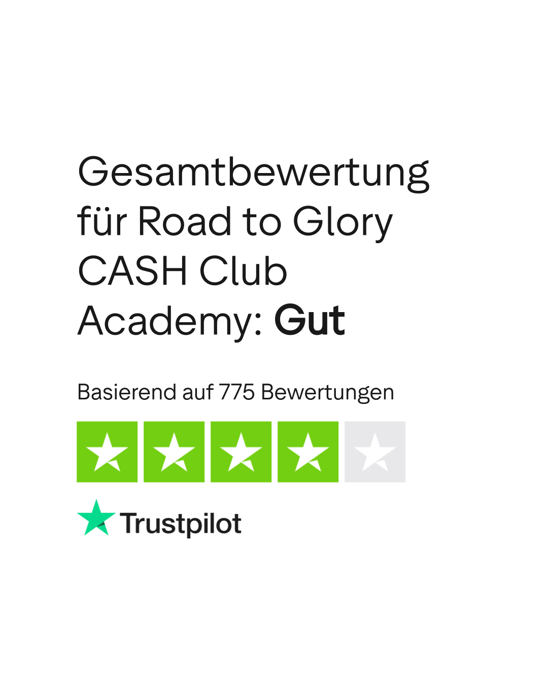 Bewertungen zu Road to Glory CASH Club Academy | Lesen Sie  Kundenbewertungen zu jens-illgner.de | 10 von 37