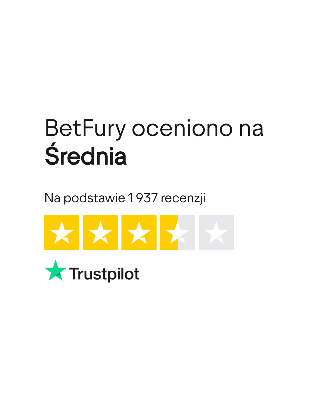 Ocena Betfury na Trustpilot