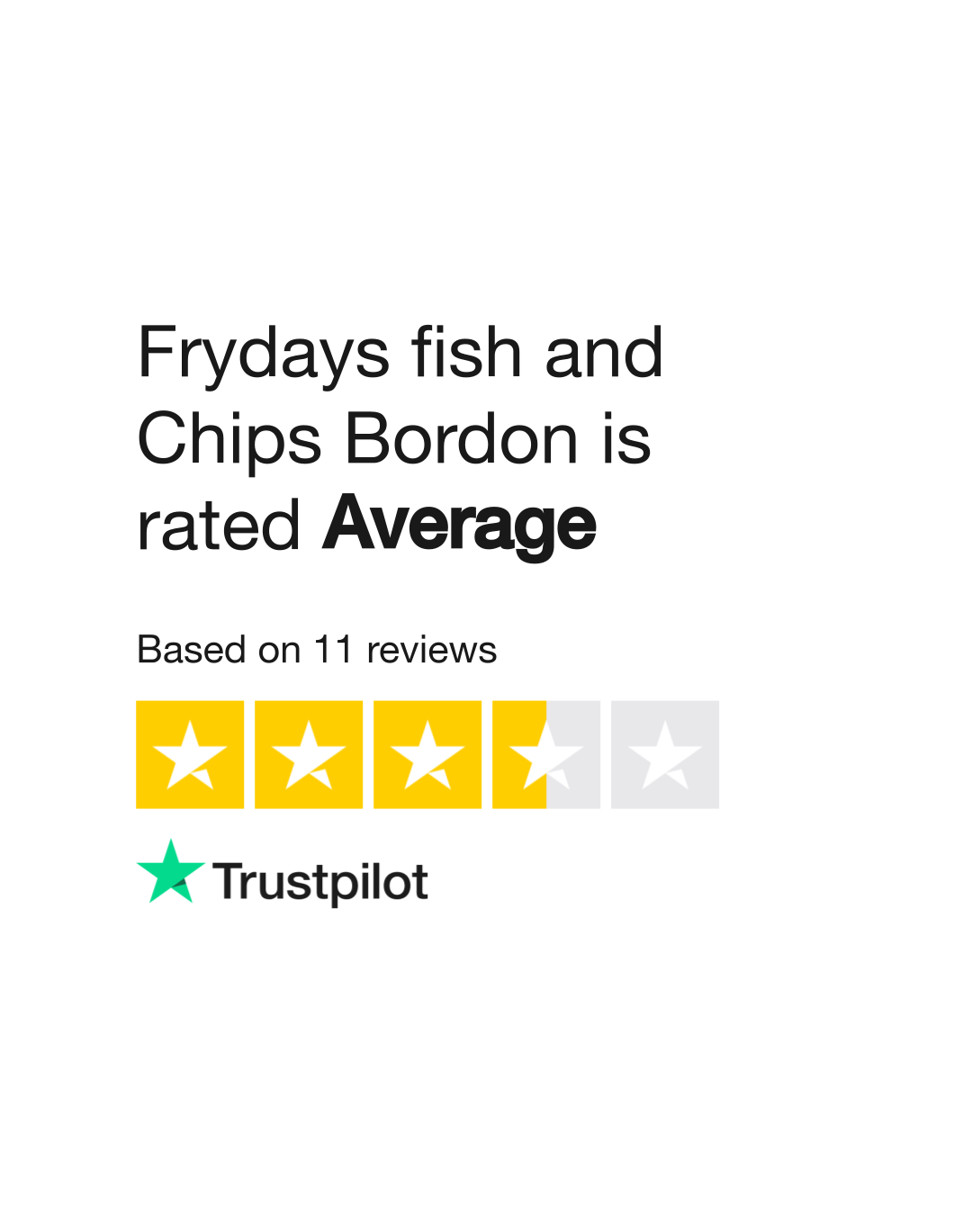 Frydays fish and Chips Bordon Reviews | Read Customer Service Reviews