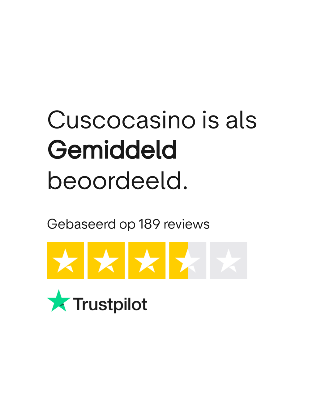 Trustpilot Company Rating voor Cusco Casino