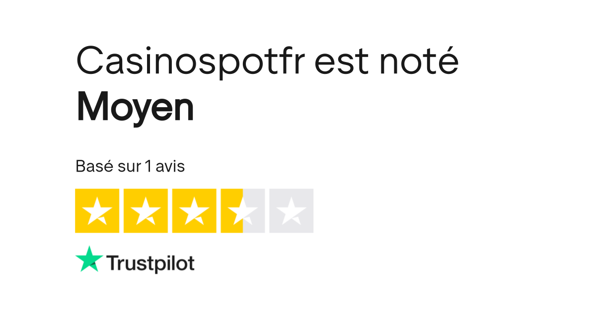 Note de confiance Trustpilot pour Olympe Casino