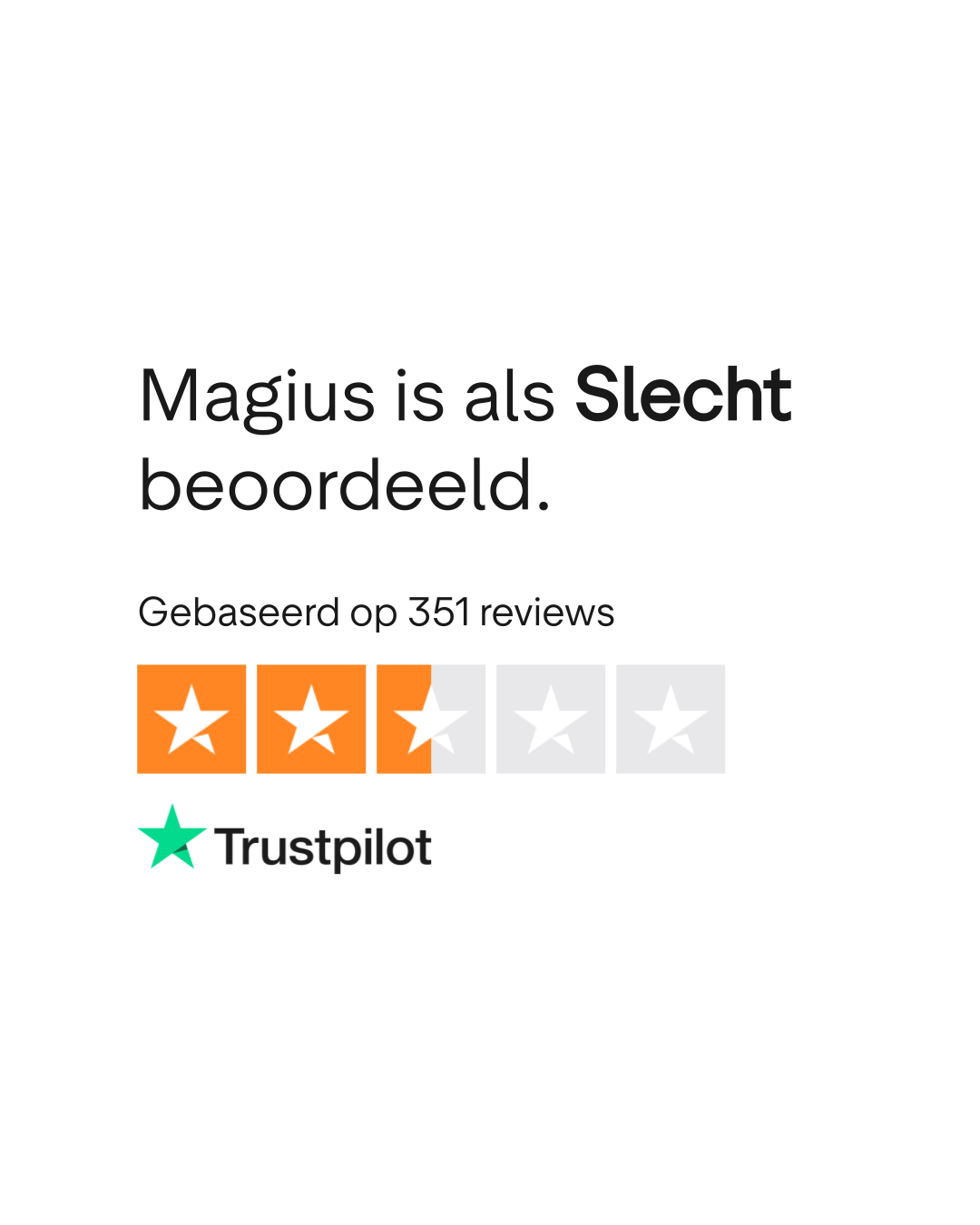Trustpilot Bewertung für Magius Casino, zeigt Kundenfeedback und Ratings