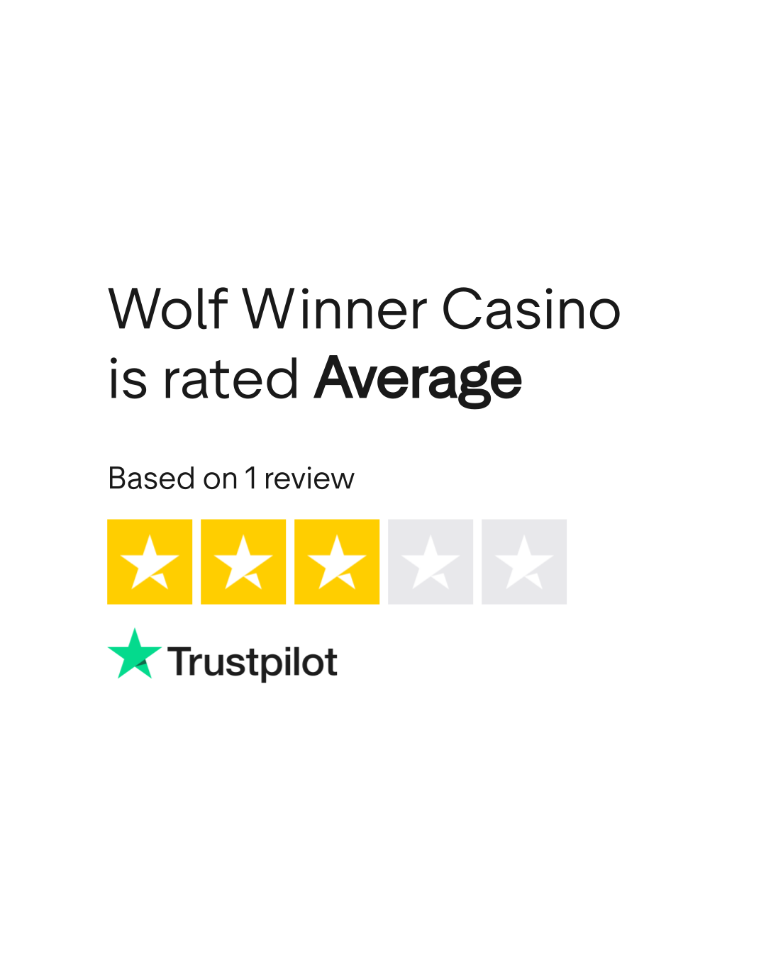 Wolf Winner Casino Trustpilot Rating