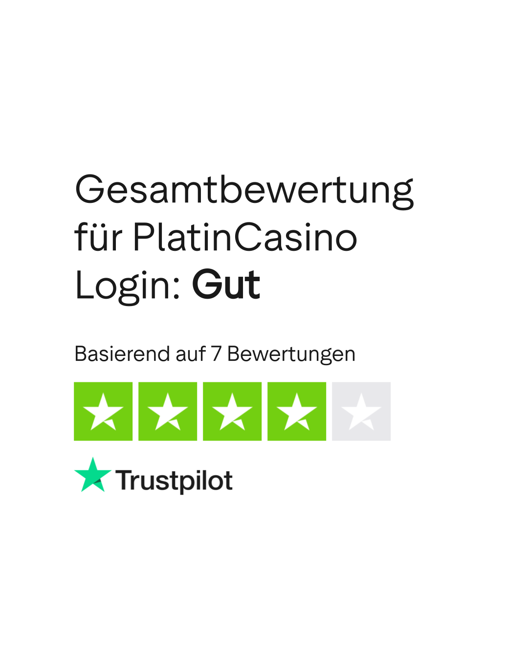 Calificación de Platincasino en Trustpilot
