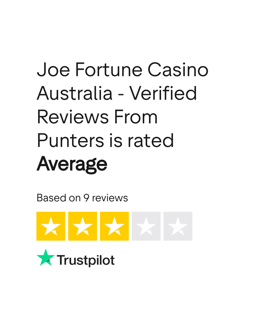 Joe Fortune Trustpilot Rating