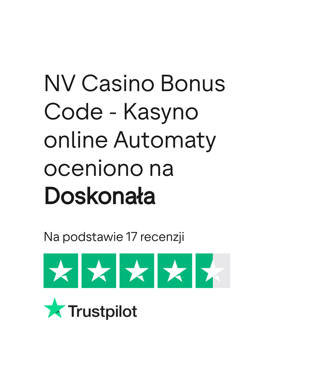 Hodnocení Nv casino na Trustpilot