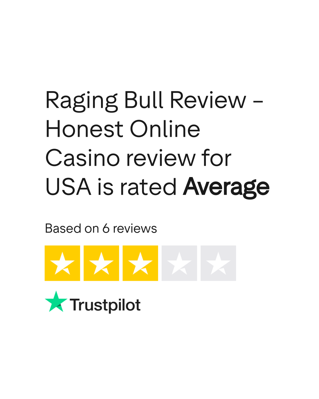 Trustpilot rating for Raging Bull Casino