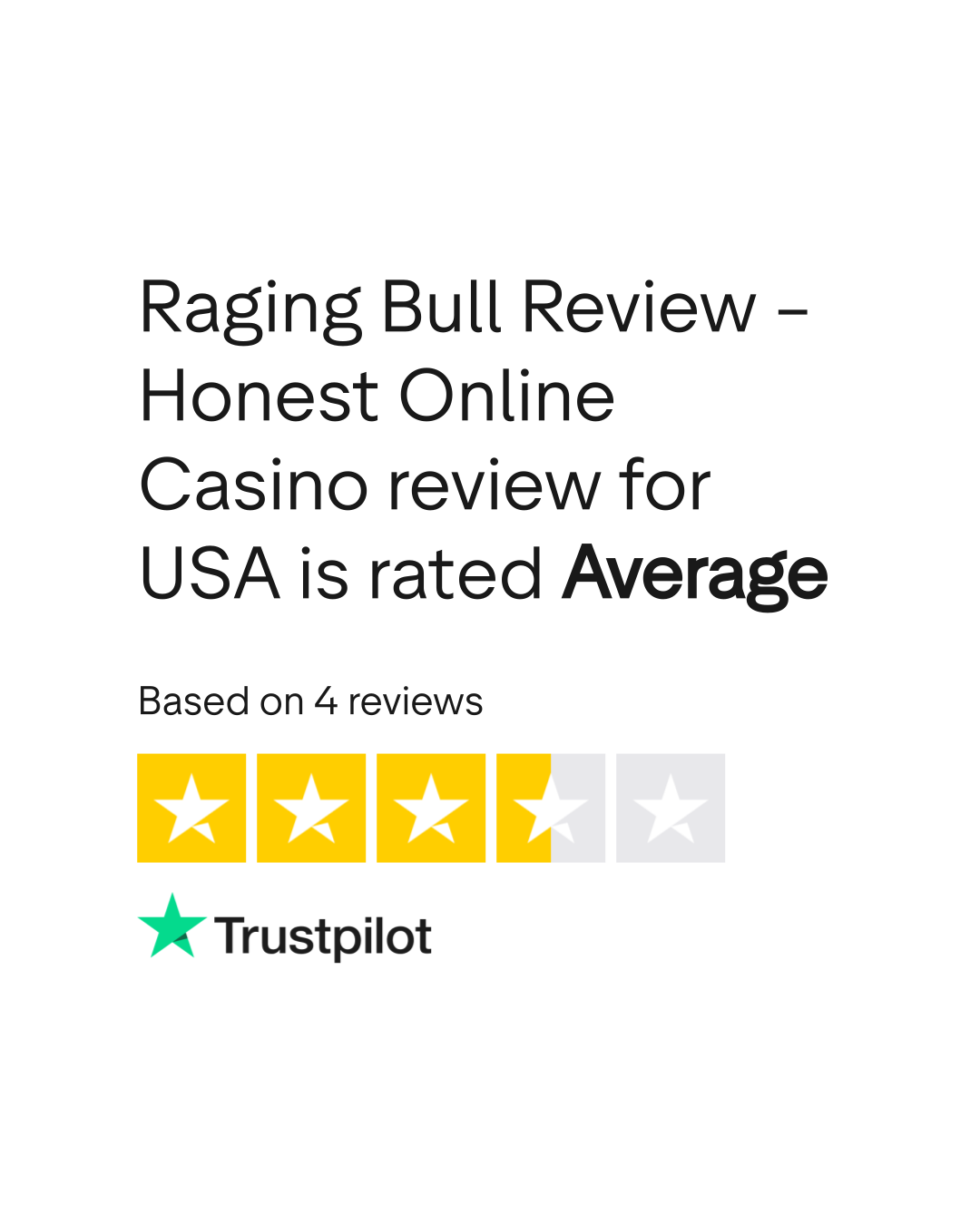 Raging Bull Casino Trustpilot Rating