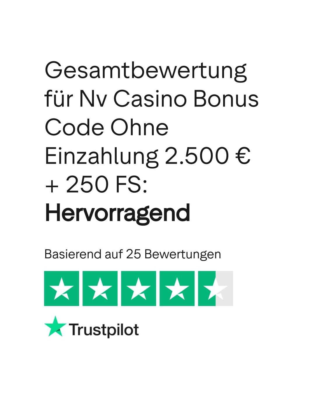 Trustpilot Bewertung für NV Casino