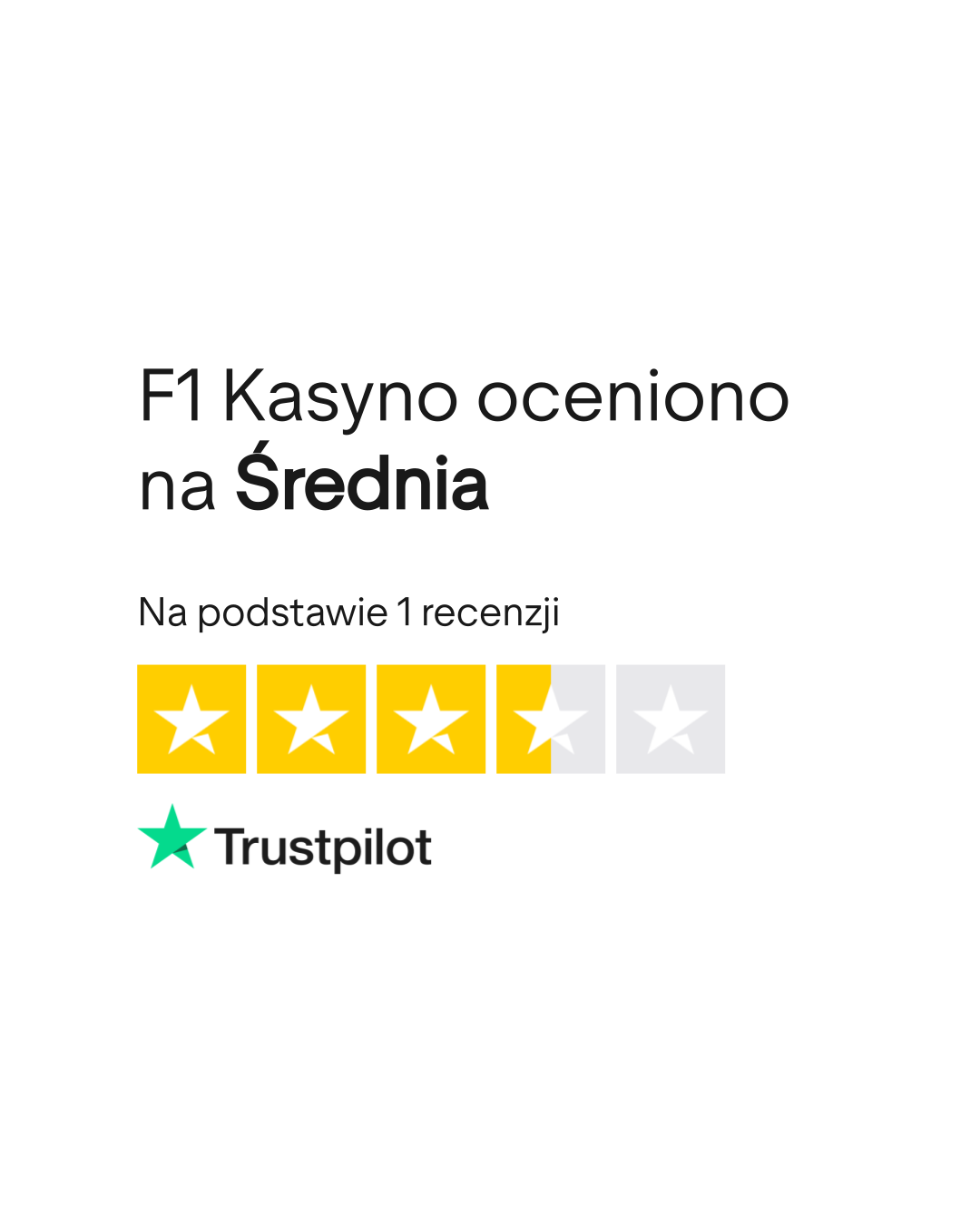 Ocena Trustpilot dla F1 Casino