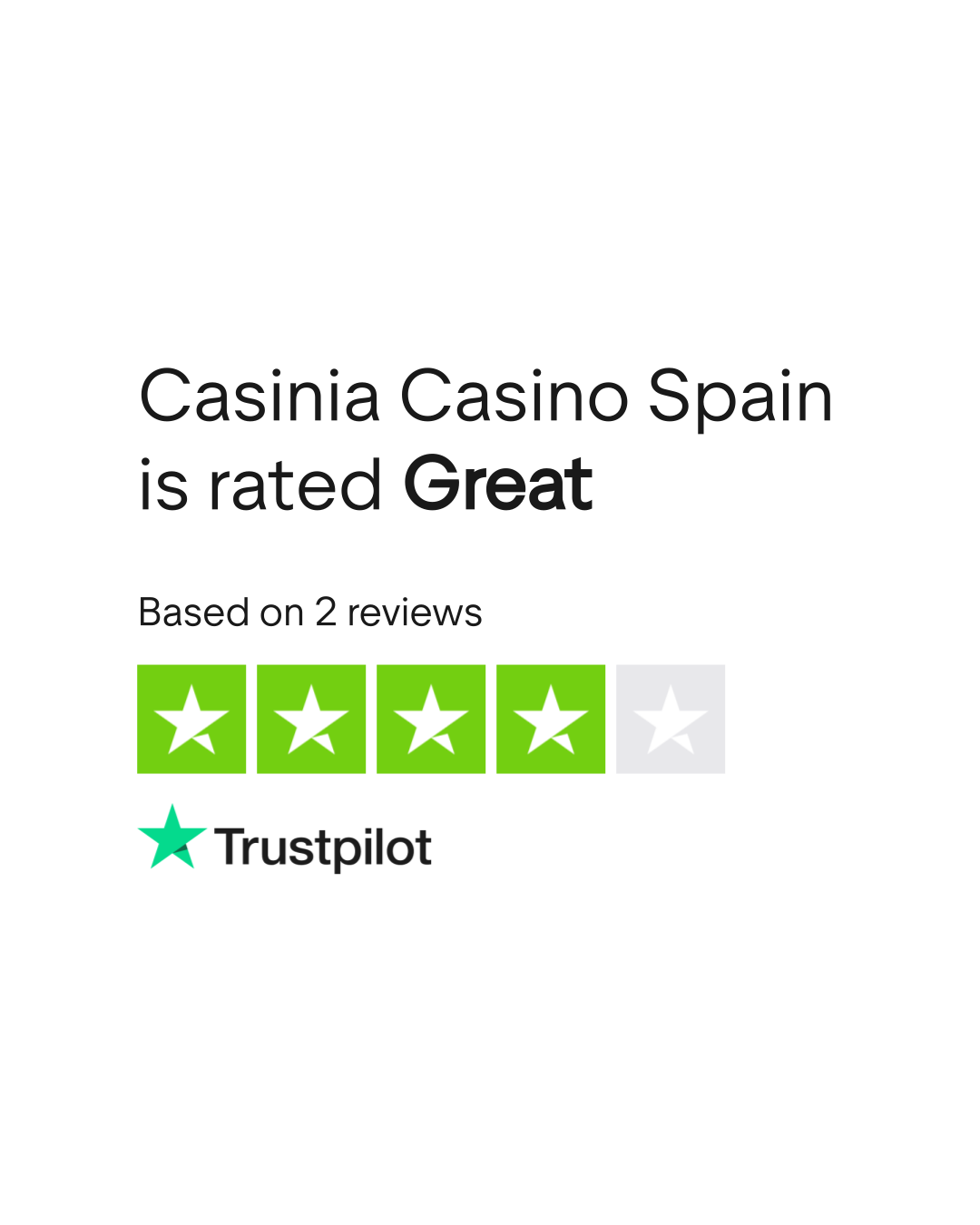 Valutazione Trustpilot per Casinia