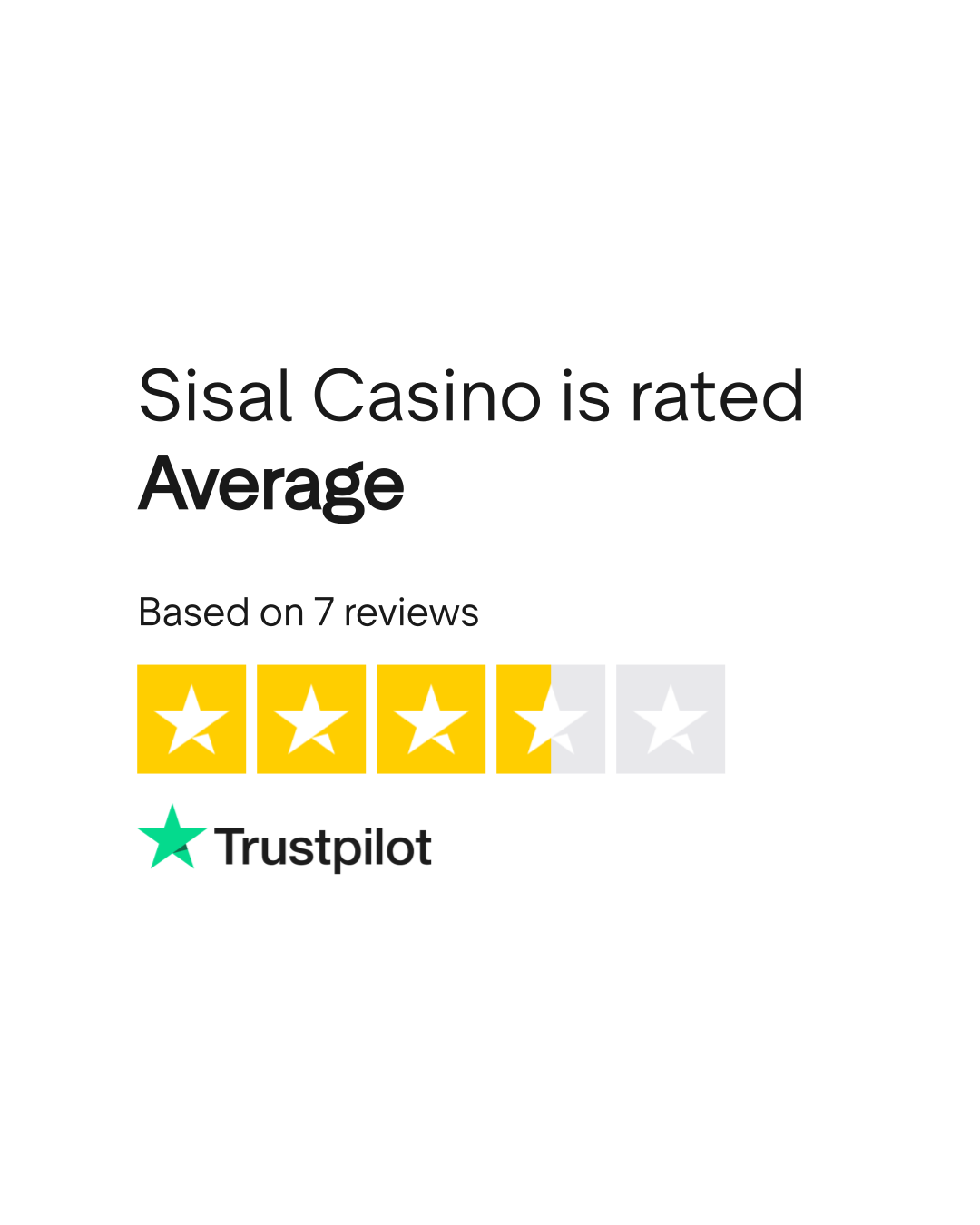 Rating TrustPilot di Sisal Casino