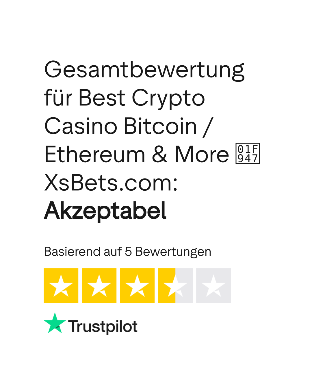 Bewertungen zu Best Crypto Casino Bitcoin / Ethereum & More 🥇 XsBets.com |  Lesen Sie Kundenbewertungen zu xsbets.com