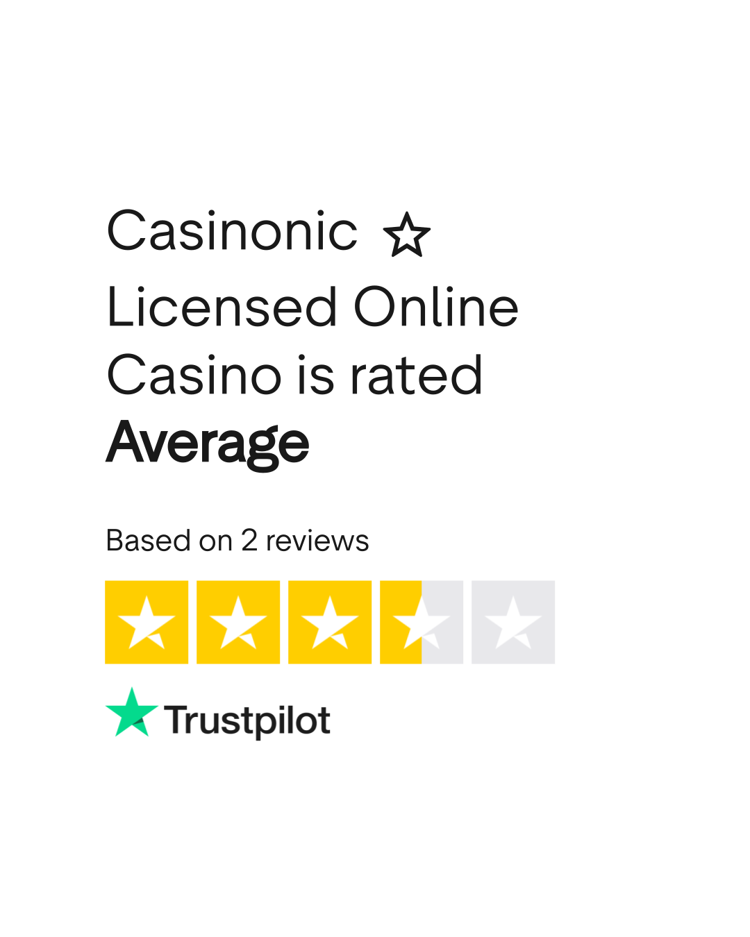 Casinonic Trustpilot Rating