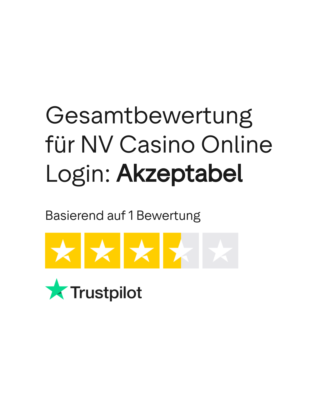 Trustpilot Bewertung NV Casino