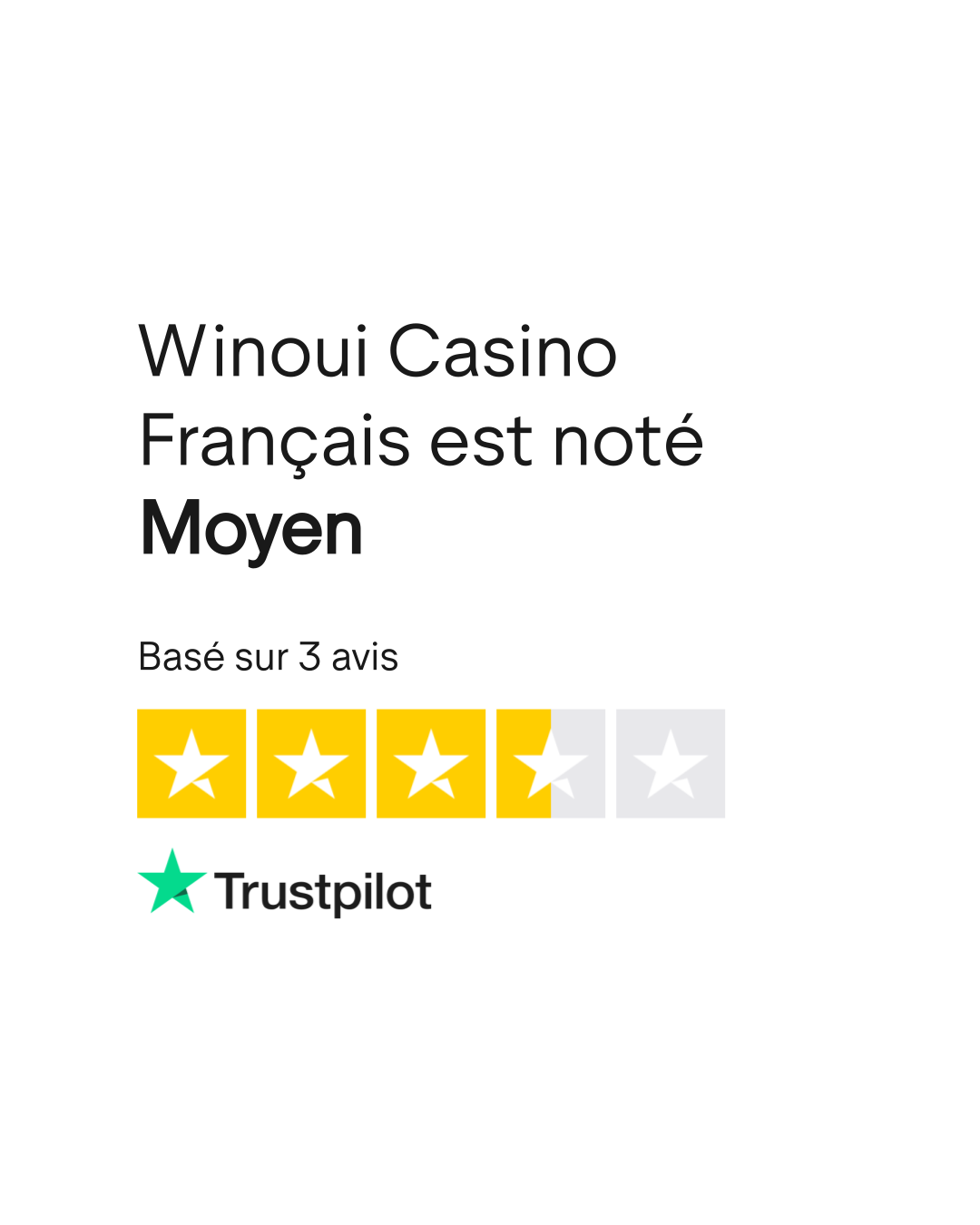 Avis Trustpilot pour Winoui Casino