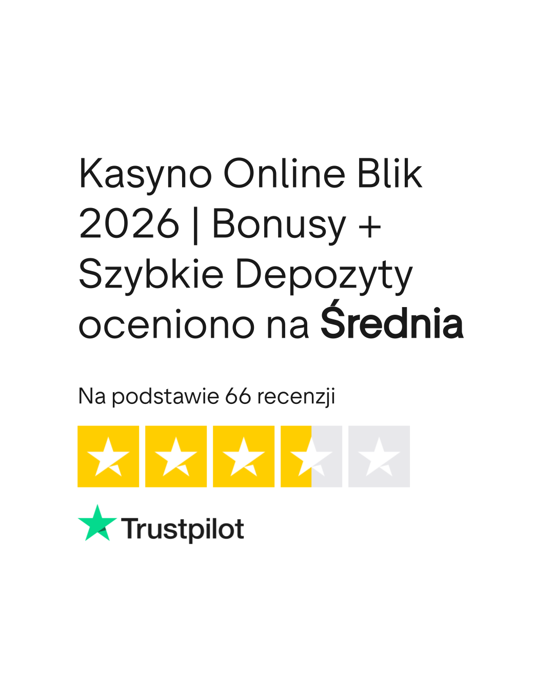 Ocena Trustpilot dla kasyna online z BLIK