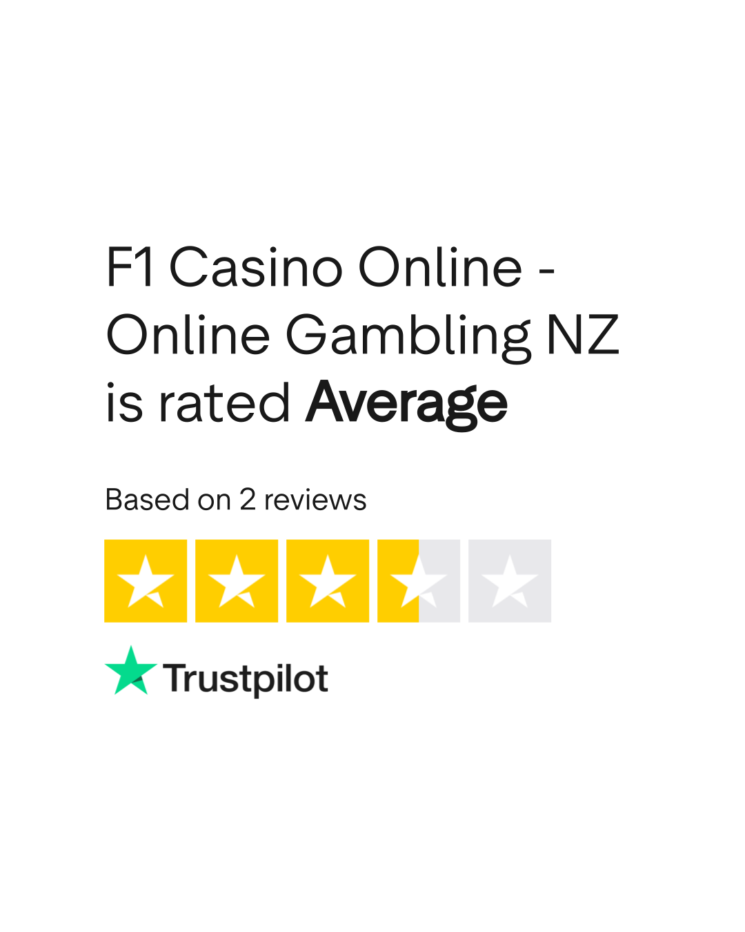 Ocena F1 Casino na Trustpilot