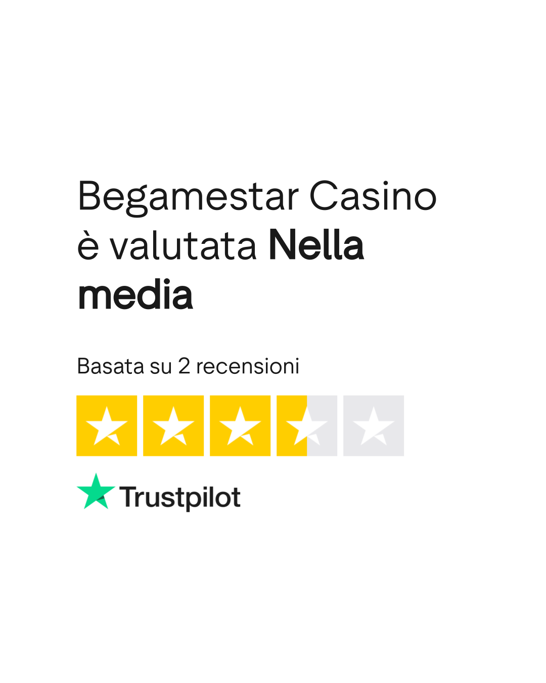 Valutazione Begamestar su Trustpilot