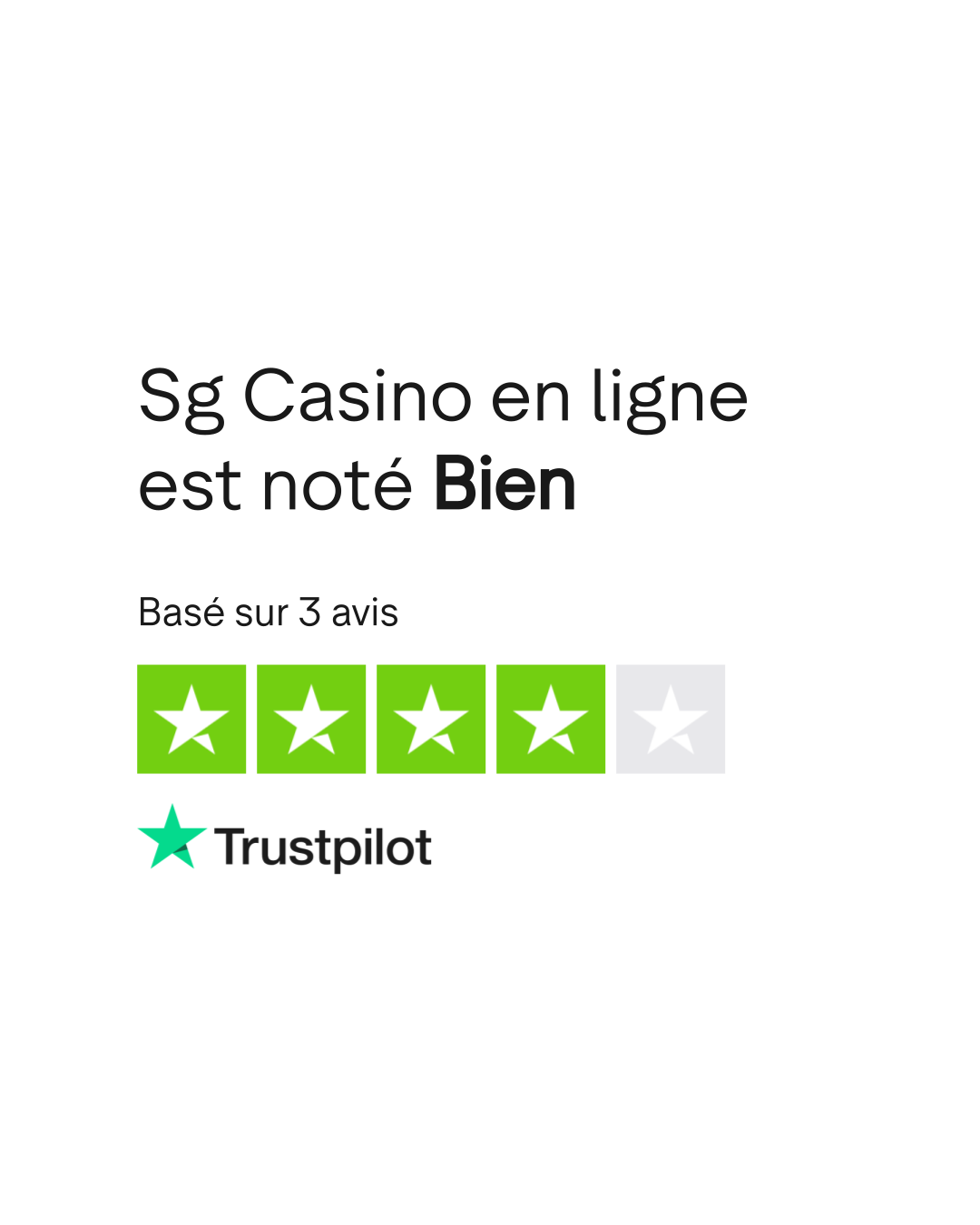 Évaluation Trustpilot de Sg Casino