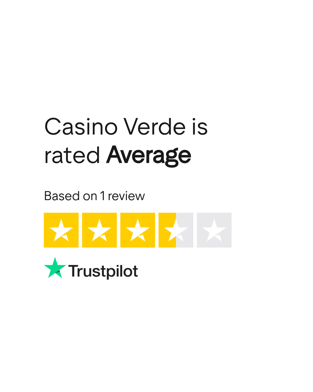 Trustpilot Rating van Verde Casino