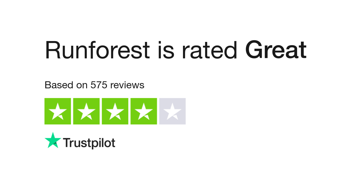 Runforest is rated "Excellent" with 4.4 / 5 on Trustpilot