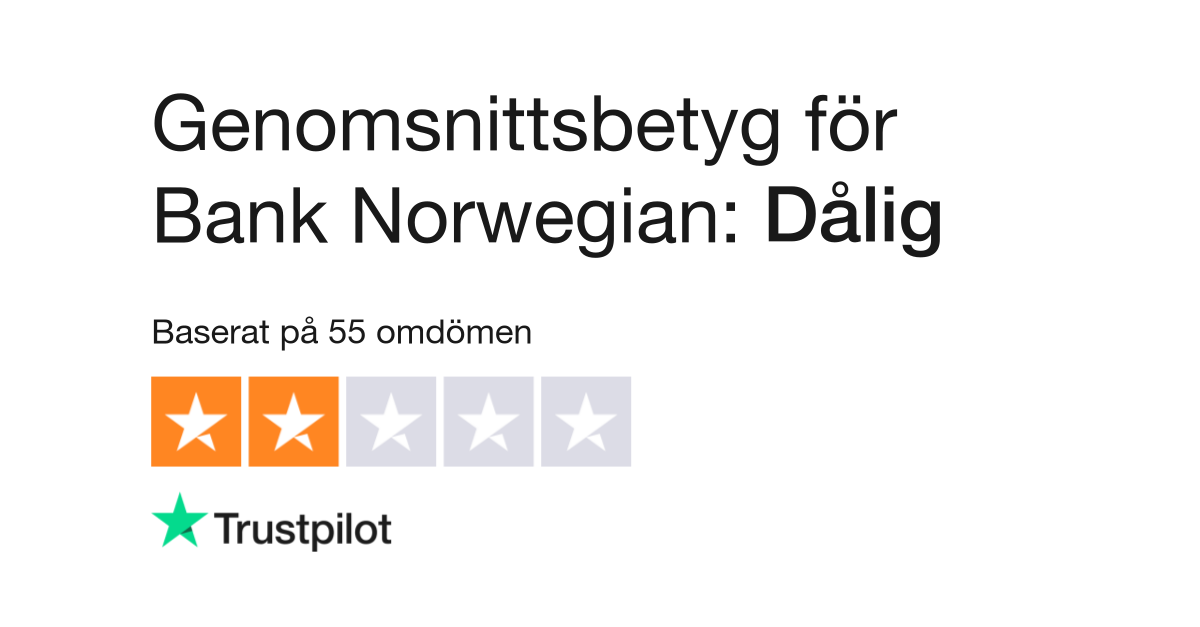 Bank Norwegian omdöme Trustpilot Betyg / Rating