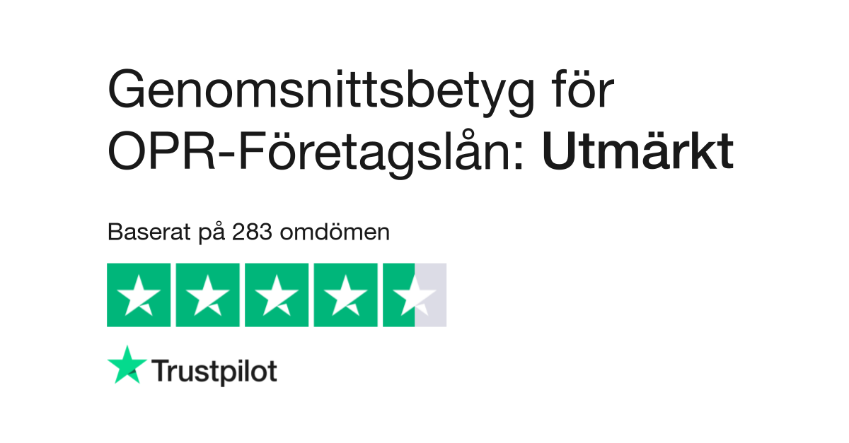OPR Företagslån Trustpilot Betyg / Rating